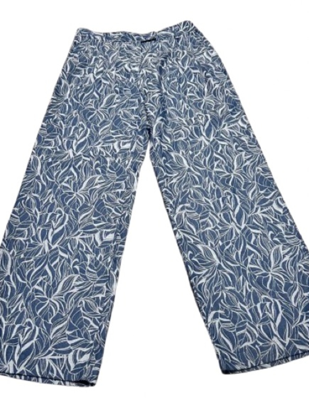 NWT J McLaughlin Morgan Pant Blue Denim Leaf Lover Wide Leg Coastal Luxe Size 12